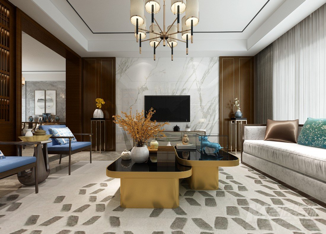 中山裝修效果圖萬象花園117平米新中式風(fēng)格